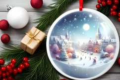 Town Round Ornament Sublimation PNG Product Image 2