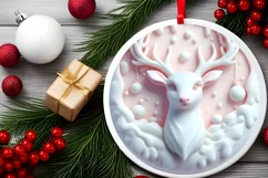 Elegant Deer Christmas Ornament Sublimation PNG Product Image 1