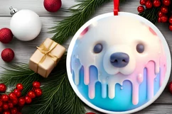 Polar Bear Christmas Ornament Sublimation PNG Product Image 1