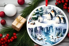 Round Christmas Ornament Sublimation|Clipart Product Image 2
