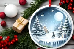 Round Christmas Ornament Sublimation|Clipart Product Image 2