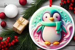 3D Christmas Penguin Ornament PNG Product Image 2