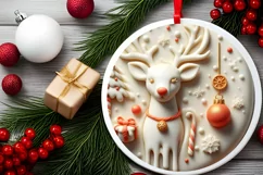 Charming Deer Christmas Ornament Sublimation PNG Product Image 1