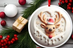 Elegant Deer Christmas Ornament Sublimation PNG Product Image 2