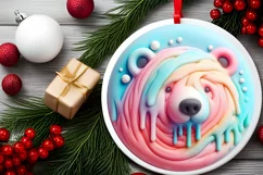 Polar Bear Christmas Ornament Sublimation PNG Product Image 2