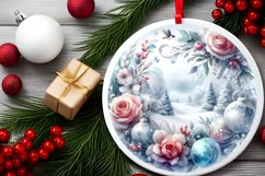 Flowers Round Ornament Sublimation PNG Product Image 2