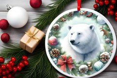 Centered Polar Bear Christmas Ornament Sublimation PNG Product Image 2