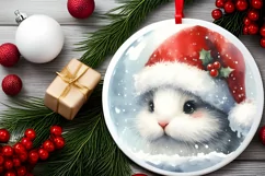 Bunny Winter Christmas Ornament Sublimation PNG Product Image 1