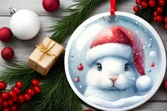 Enchanting Bunny Christmas Ornament Sublimation PNG Product Image 2