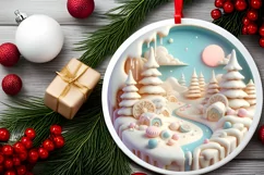Winter Scene Christmas Ornament Sublimation PNG Product Image 2