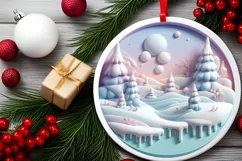 Winter Scene Christmas Ornament Sublimation PNG Product Image 2