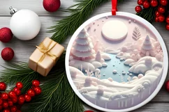 Winter Scene Christmas Ornament Sublimation PNG Product Image 2