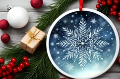 Snowflake Round Ornament Sublimation PNG Product Image 2