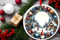 Round Christmas Ornament Sublimation|Clipart Product Image 2