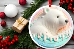 Polar Bear Christmas Ornament Sublimation PNG Product Image 2