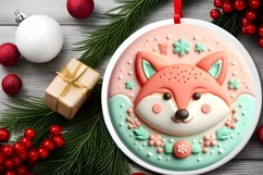 Fox Christmas Ornament Sublimation PNG Product Image 2
