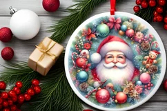 Santa Round Sticker Sublimation PNG Product Image 1