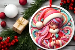 Santa's Girl Type Treatment Christmas Ornament Sublimation Product Image 2