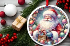 Centered Santa Christmas Ornament Sublimation PNG Product Image 2