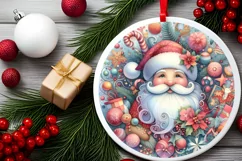Centered Santa Christmas Ornament Sublimation PNG Product Image 2