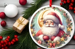 Centered Santa Christmas Ornament Sublimation PNG Product Image 2