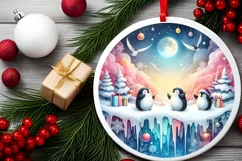 3D Winter Scene Christmas Ornament Sublimation PNG Product Image 2