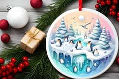 3D Winter Scene Christmas Ornament Sublimation PNG Product Image 2