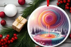 Pastel Christmas Scene Candy Digital Painting PNG Product Image 1
