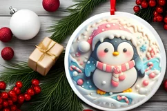 Round Christmas Ornament Sublimation|Clipart Product Image 1