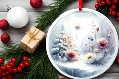 Winter Scene with Flowers Watercolor Image PNG Product Image 2