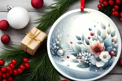 Winter Scene with Flowers Watercolor Image PNG Product Image 2