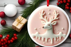 Deer Christmas Ornament Sublimation PNG Product Image 2