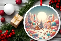 Pastel Christmas Scene Candy Digital Painting PNG Product Image 2