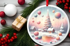 Pastel Christmas Scene Candy Digital Painting PNG Product Image 1