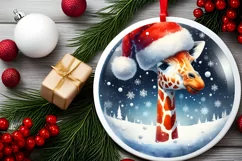 Winter Scene Giraffe Digital Painting PNG Product Image 2