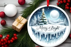 Santa and Merry and Bright Round Winter Scene Ornament Product Image 2