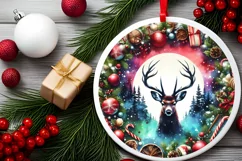 Round Christmas Ornament Sublimation|Clipart Product Image 2