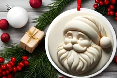 Santa Winter Round Ornament Sublimation PNG Product Image 2