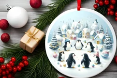 Penguins Winter Scene Christmas PNG Product Image 2