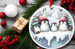 Penguins Winter Scene Christmas PNG Product Image 2