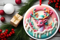 3D Christmas Deer Ornament PNG Product Image 2