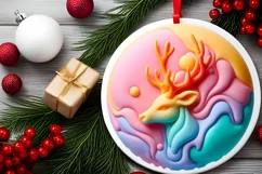 3D Christmas Deer Ornament PNG Product Image 2