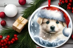 Puppy Christmas Portrait PNG Product Image 1