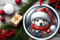 Puppy Christmas Portrait PNG Product Image 1