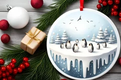 Penguins Winter Scene Christmas PNG Product Image 1