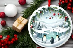 Penguins Winter Scene Christmas PNG Product Image 2