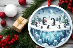 Penguins Winter Scene Christmas PNG Product Image 1