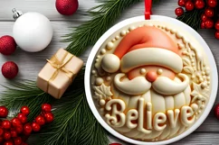 3D Santa Believe Ornament PNG Product Image 2