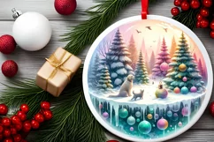 Winter Scene with Cow and Dog Ornament Product Image 2