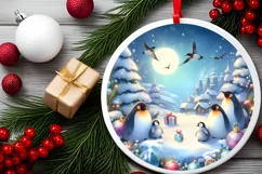 Penguins Winter Scene Christmas PNG Product Image 1